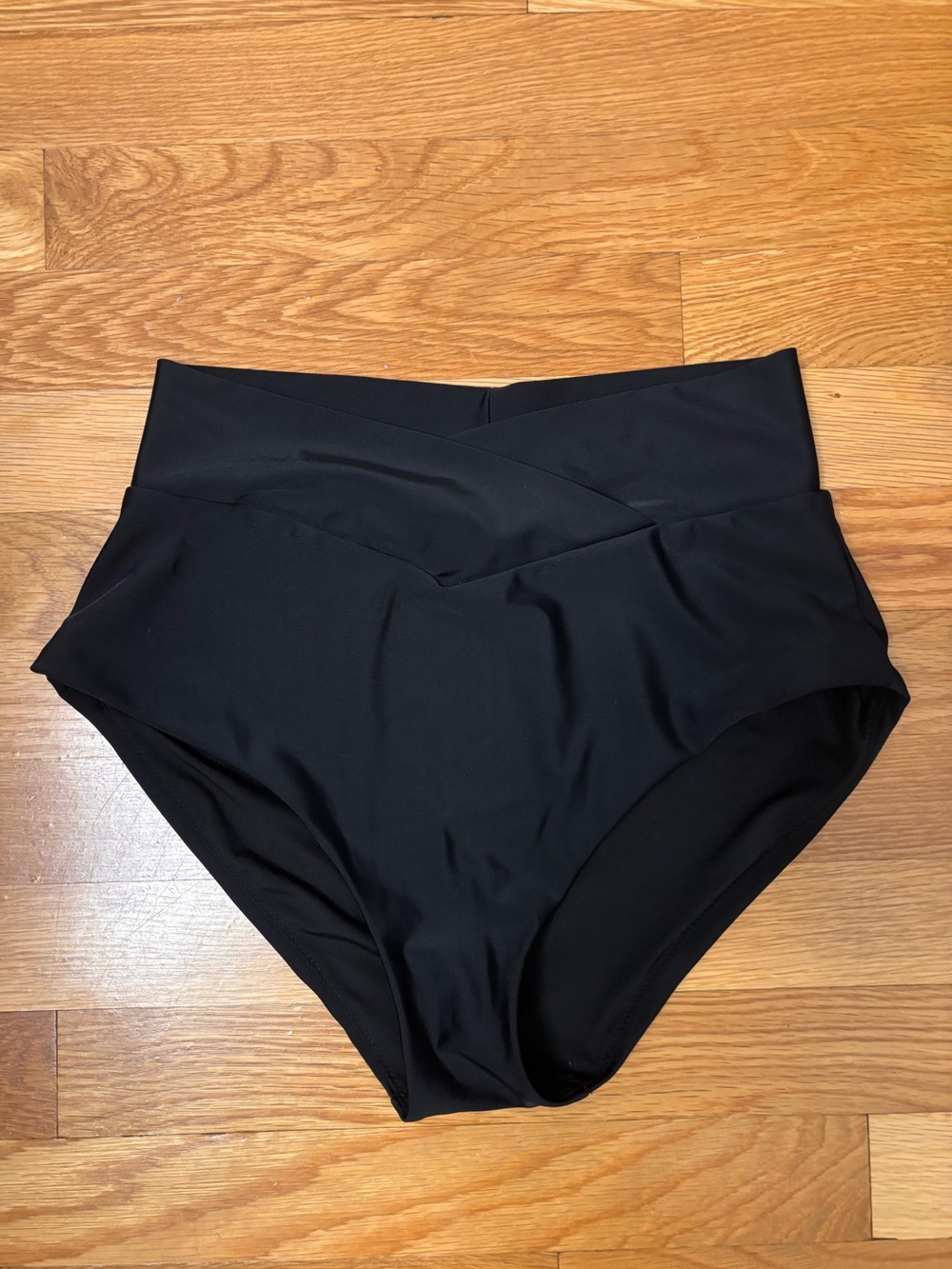 aerie Black High-Waist Crossover Swim Bottoms